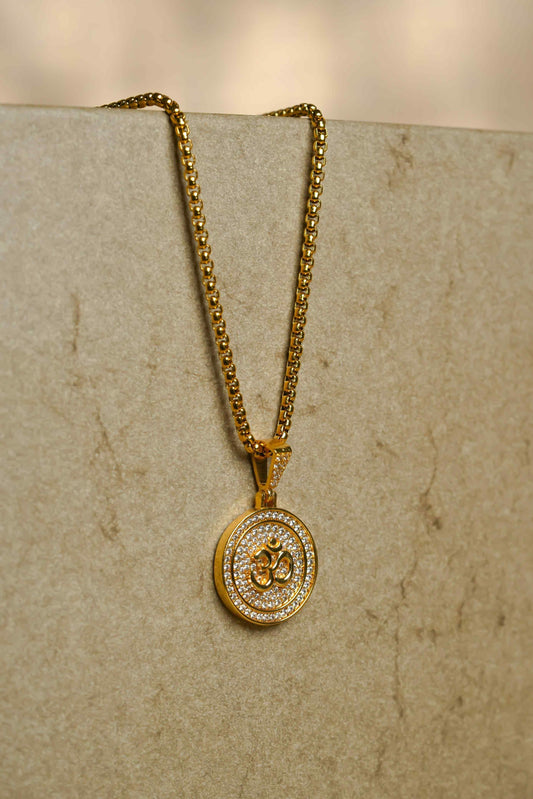 16K Gold Plated Om Shakti Pendant with Stylish Chain