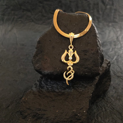 Gold Plated Trishul Pendant With Chain